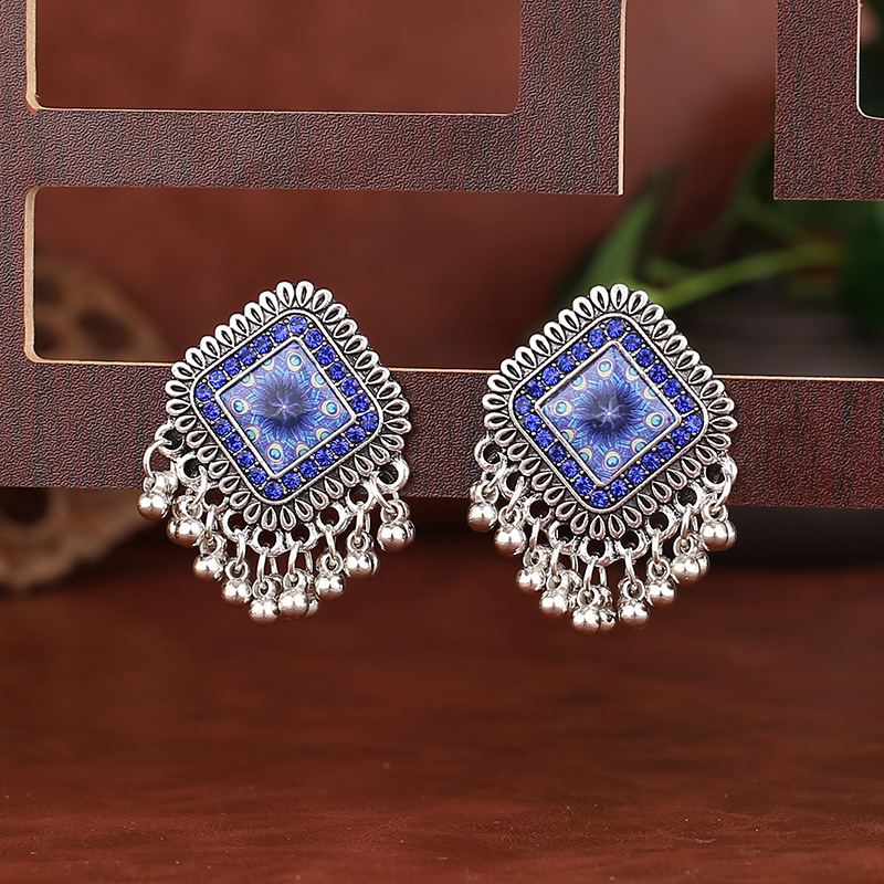 Ethnic Indian Fashion - Vintage etnik gümüş renk kare alaşım